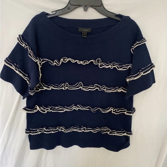 J. Crew Ruffle Boatneck Sweater Xs - Picture 4 of 6